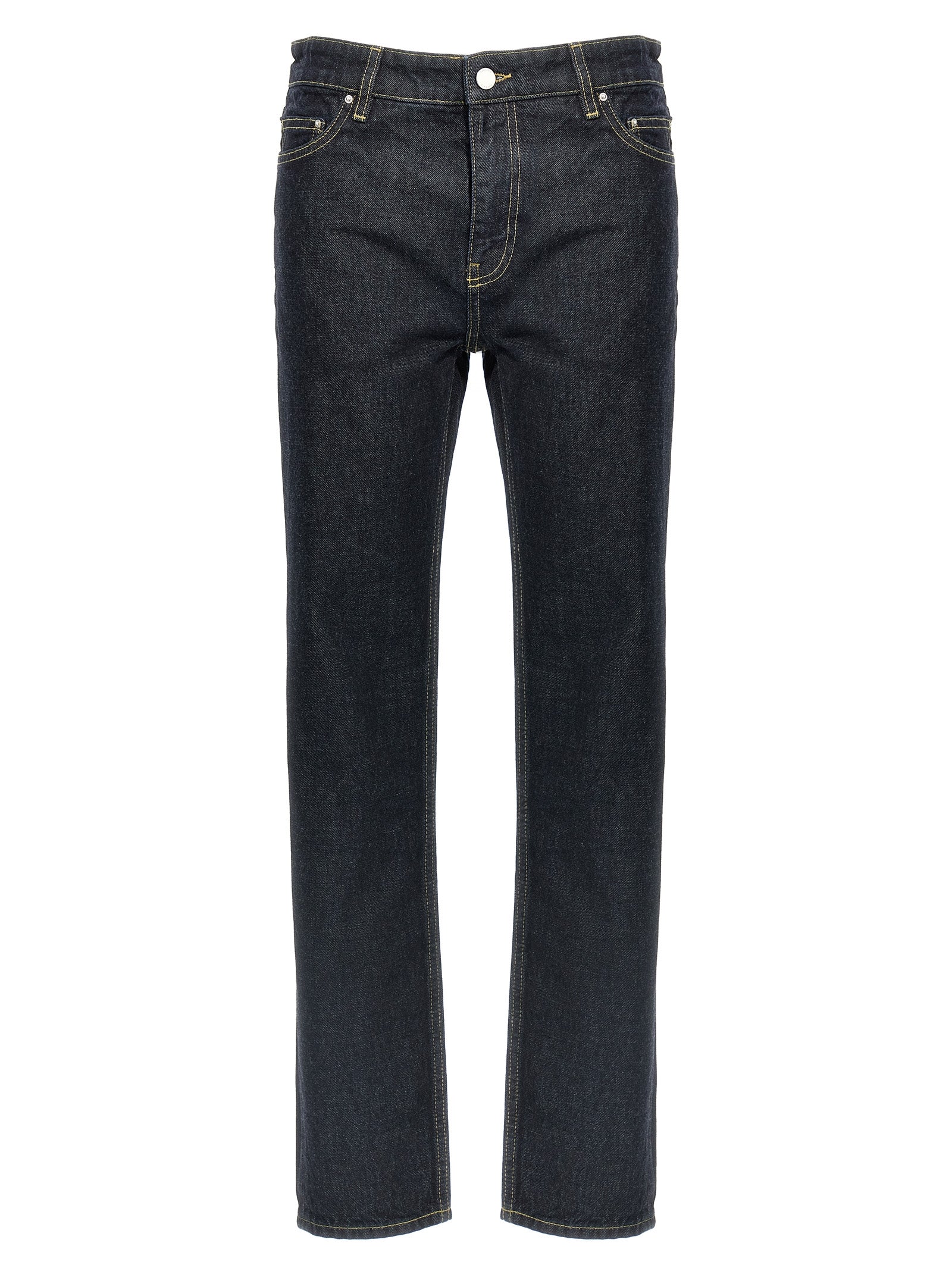 Blue Cotton Tapered Jeans