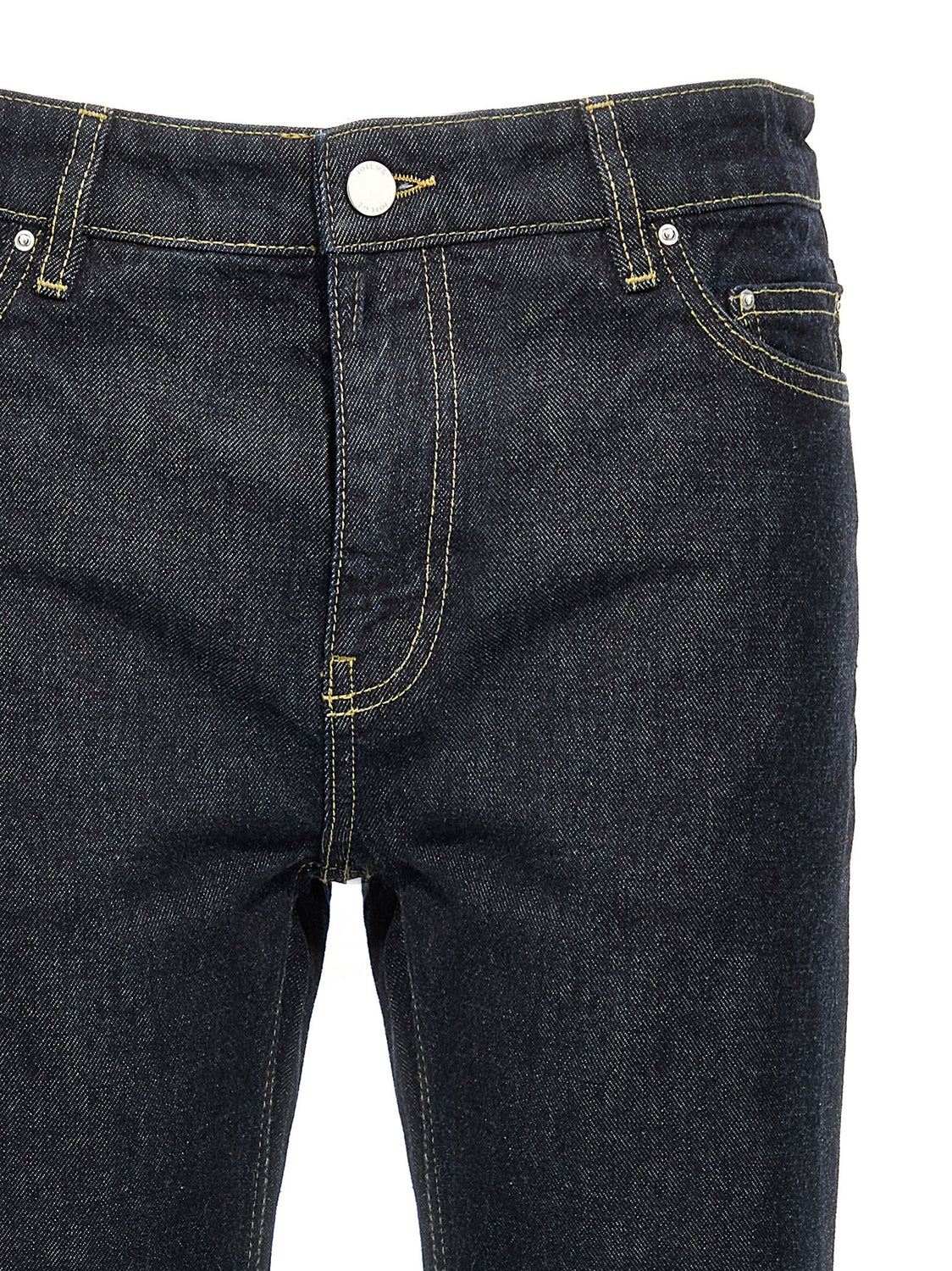 Blue Cotton Tapered Jeans