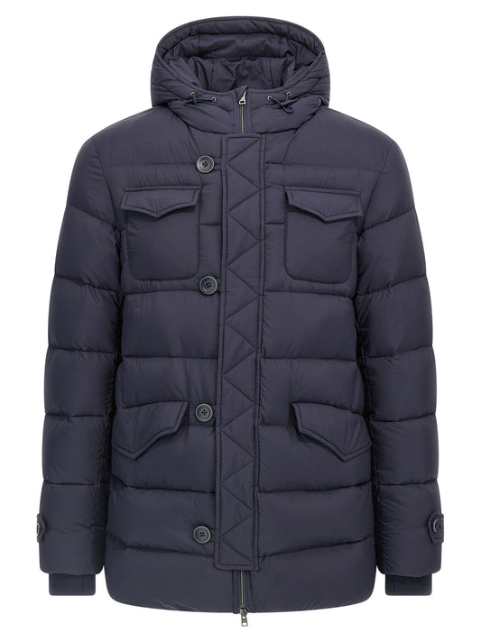 Blue Polyamide Full-Length Jacket