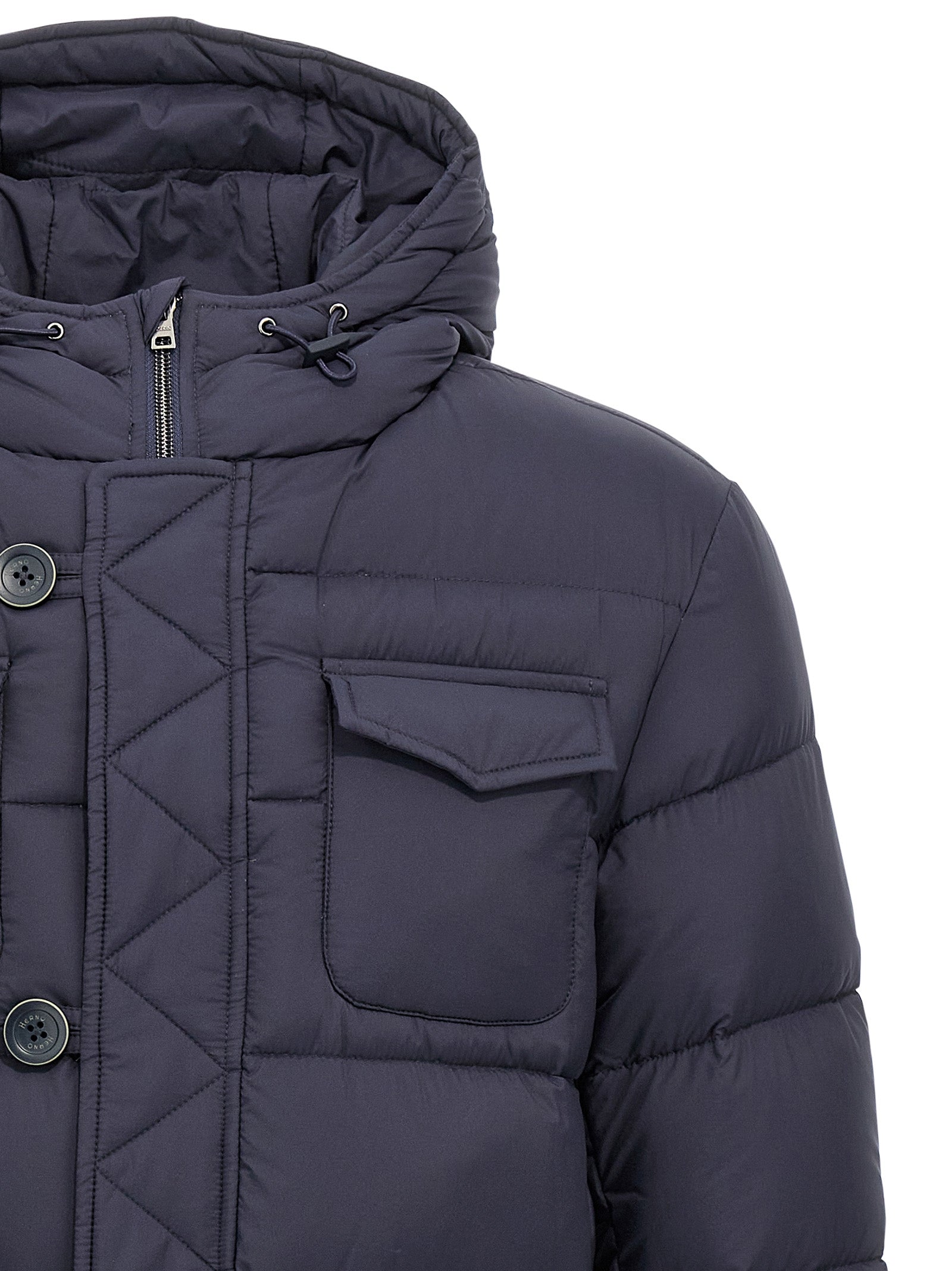 Blue Polyamide Full-Length Jacket