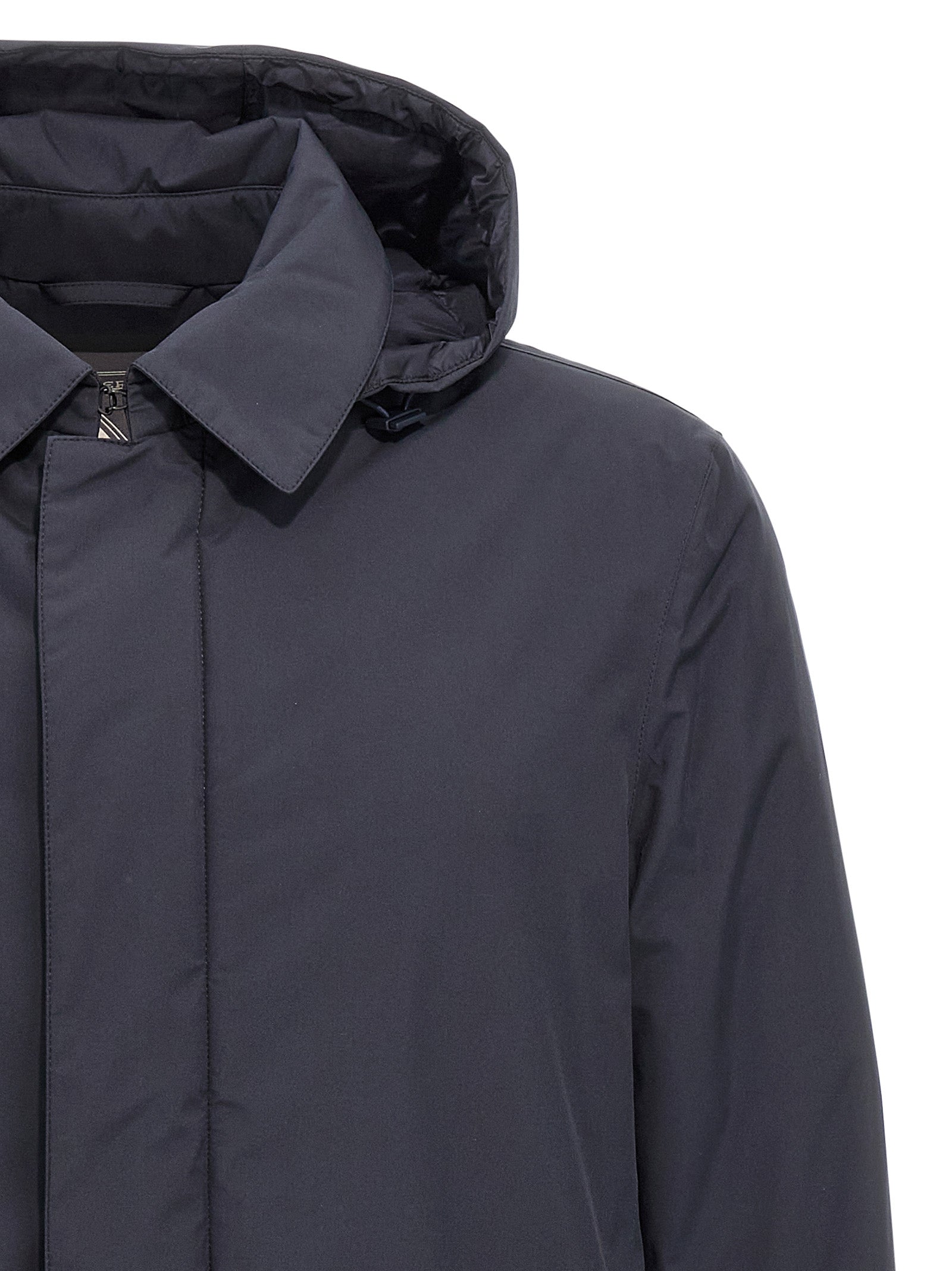 Blue Polyester Parka