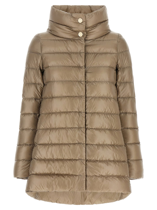 Beige Polyamide Full-Length Jacket