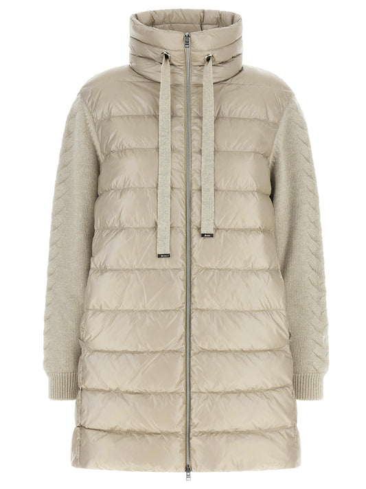 Beige Polyamide Full-Length Jacket