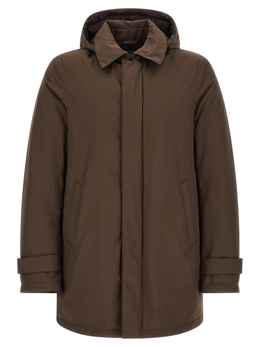 Brown Polyester Parka
