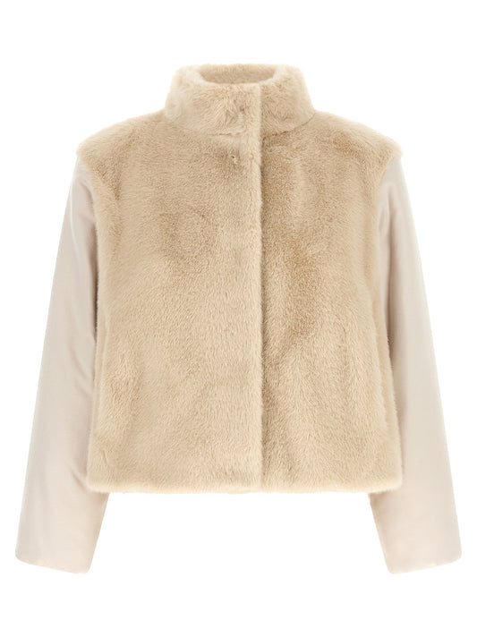 Beige Polyester Full-Length Jacket