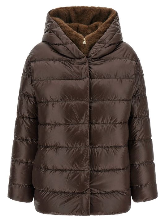 Brown Polyamide Full-Length Jacket