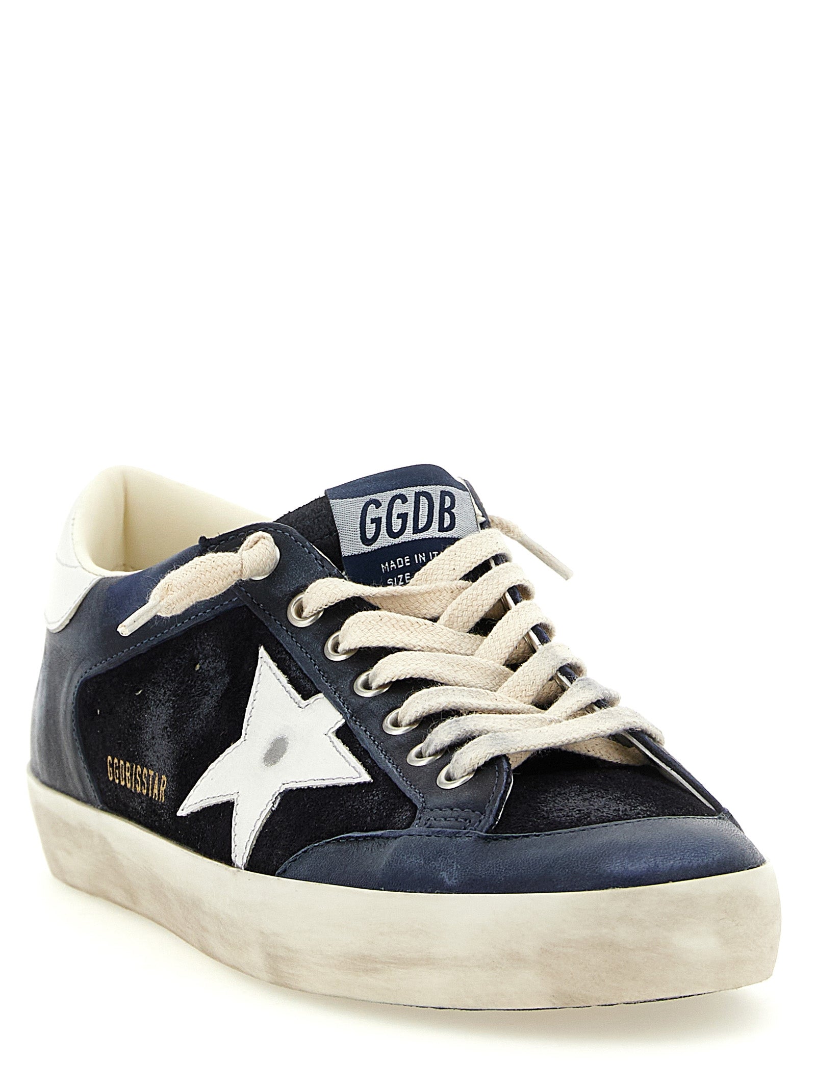 Blue Cowhide Low Top Sneakers