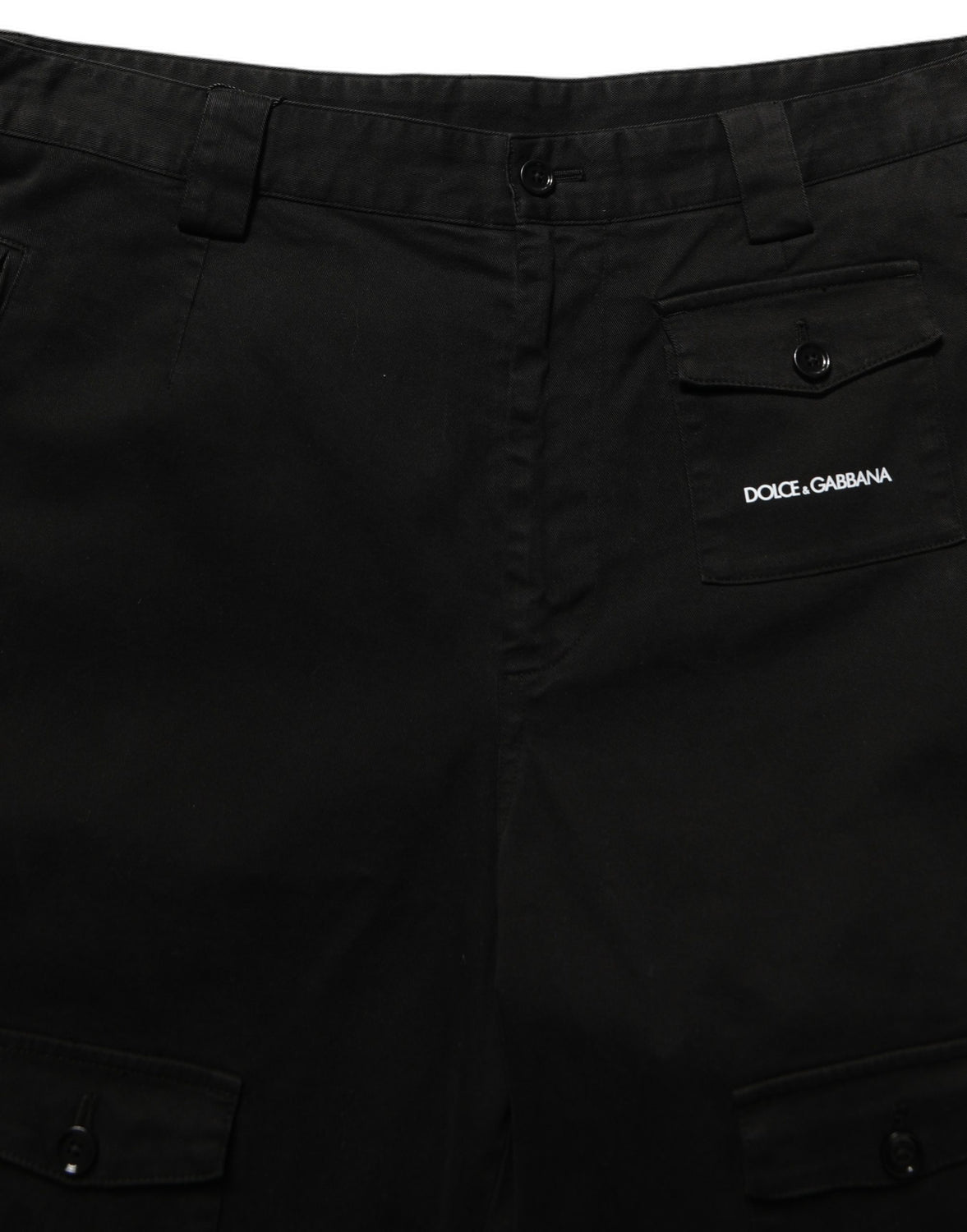 Black Cotton Mid Waist Men Cargo Shorts
