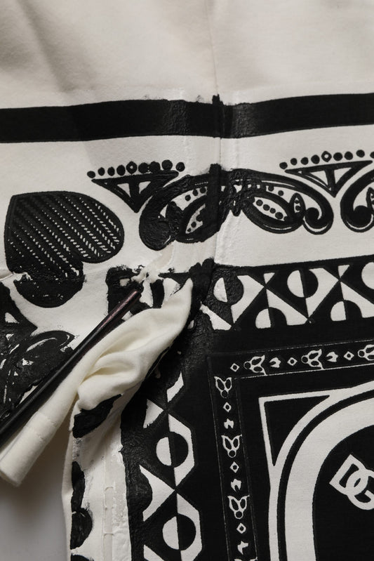 White Bandana Print Cotton Crew Neck T-shirt