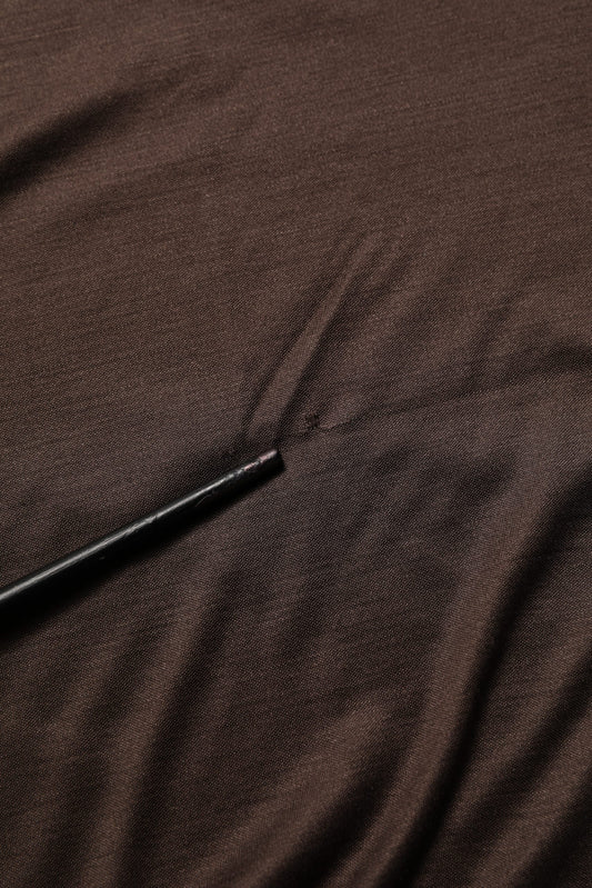 Brown Silk Crew Neck Short Sleeves T-shirt