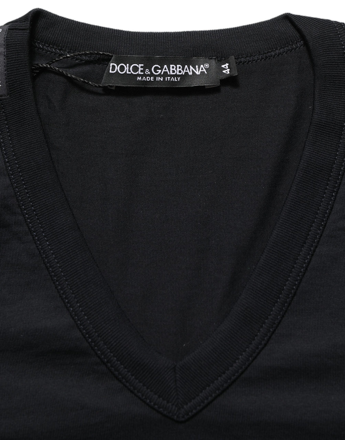 Dark Blue Cotton V-Neck Short Sleeve T-shirt