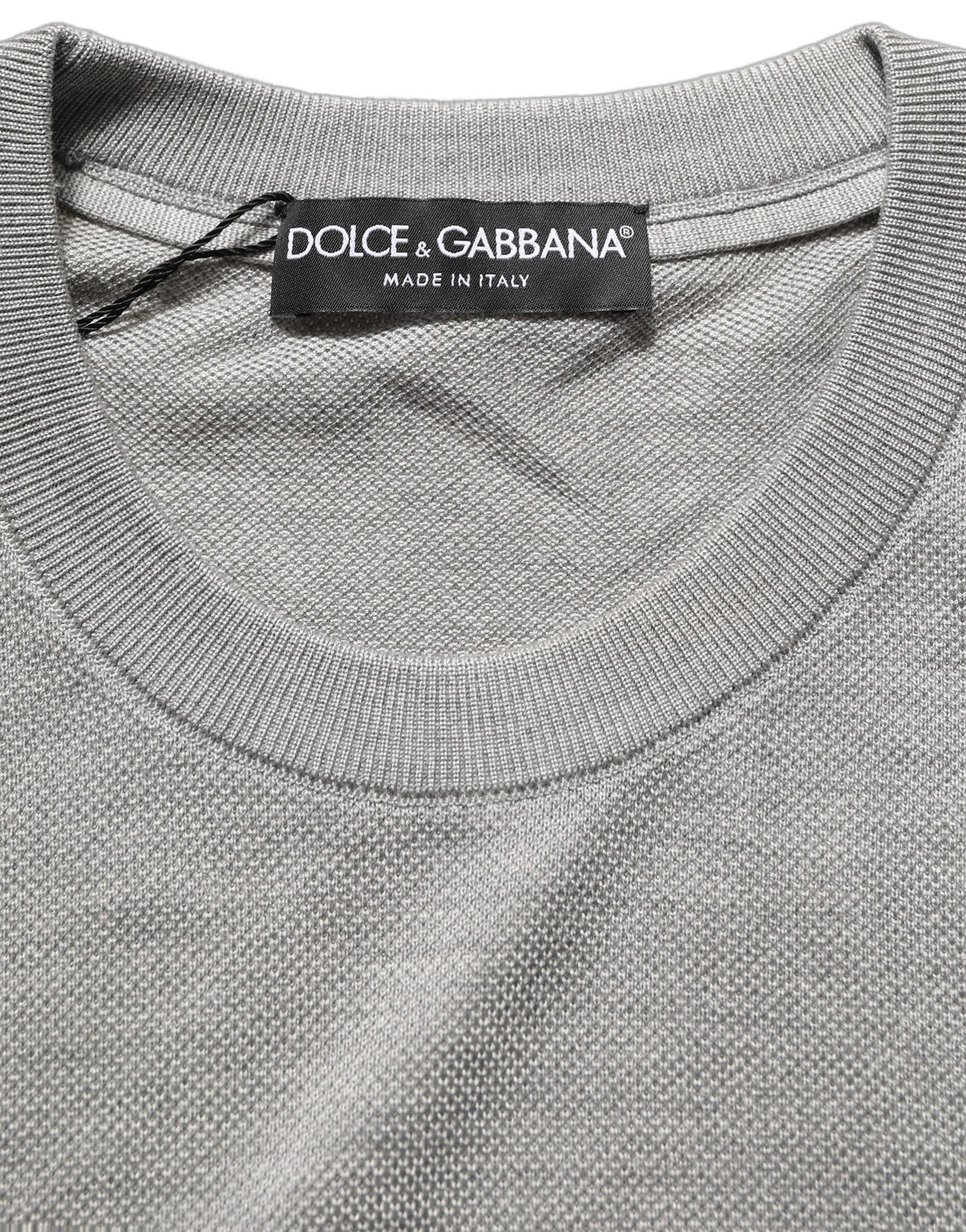 Gray Silk Crew Neck Short Sleeves T-shirt