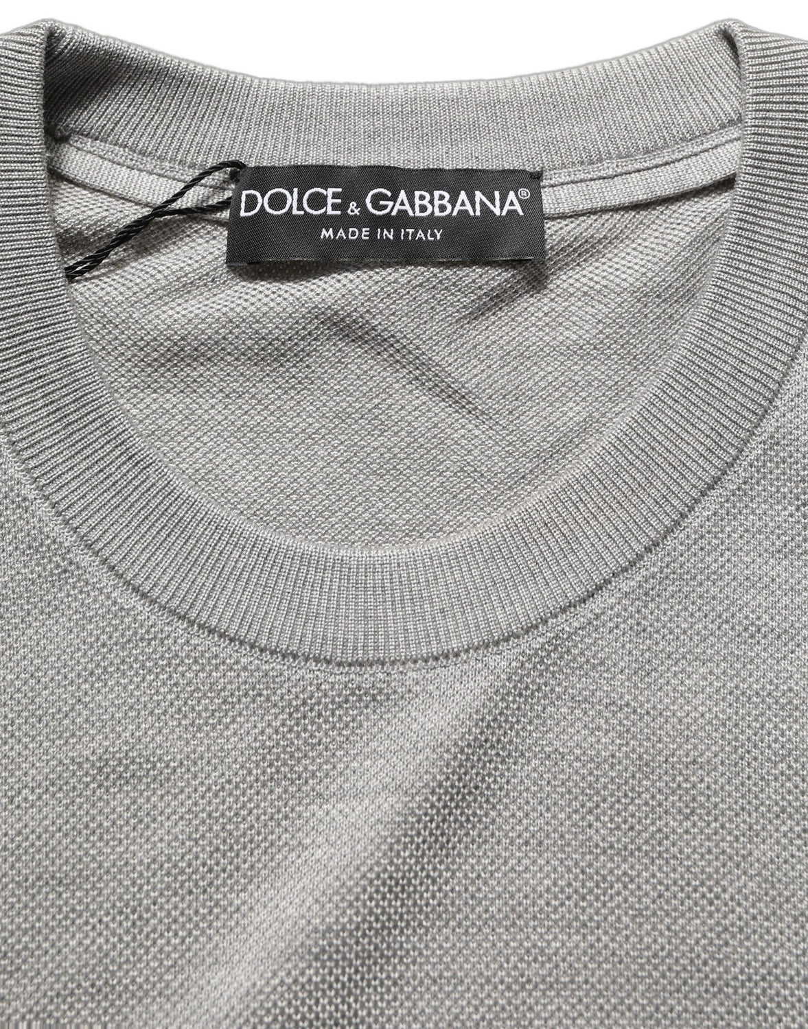 Gray Silk Crew Neck Short Sleeves T-shirt