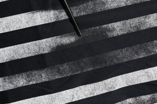 Blue Striped Print Cotton Crew Neck  T-shirt