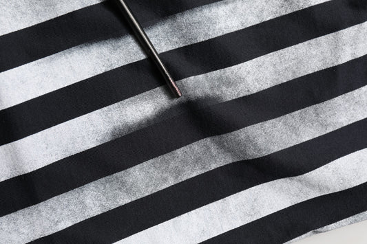 Blue Striped Print Cotton Crew Neck T-shirt
