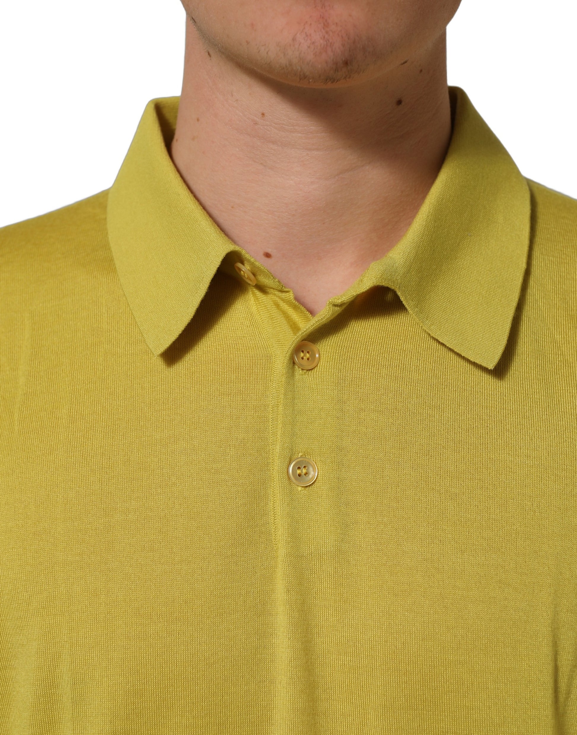 Yellow Cashmere Short Sleeves Polo T-shirt