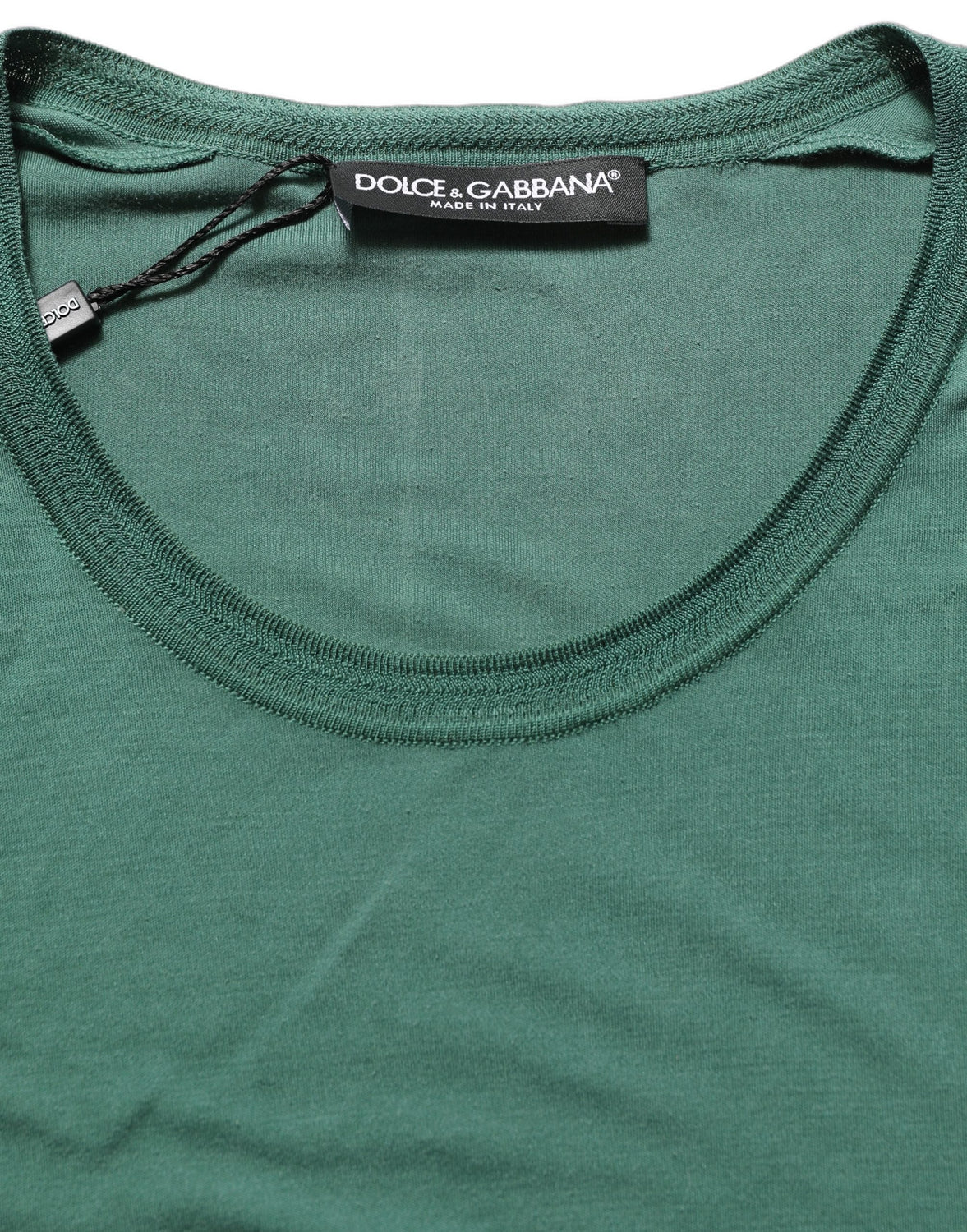 Green Silk Crew Neck Short Sleeves T-shirt