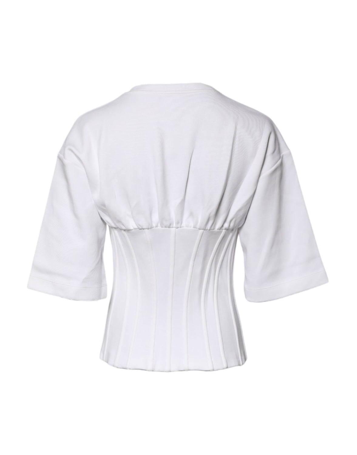 White Cotton Blend Corset Style Blouse Top