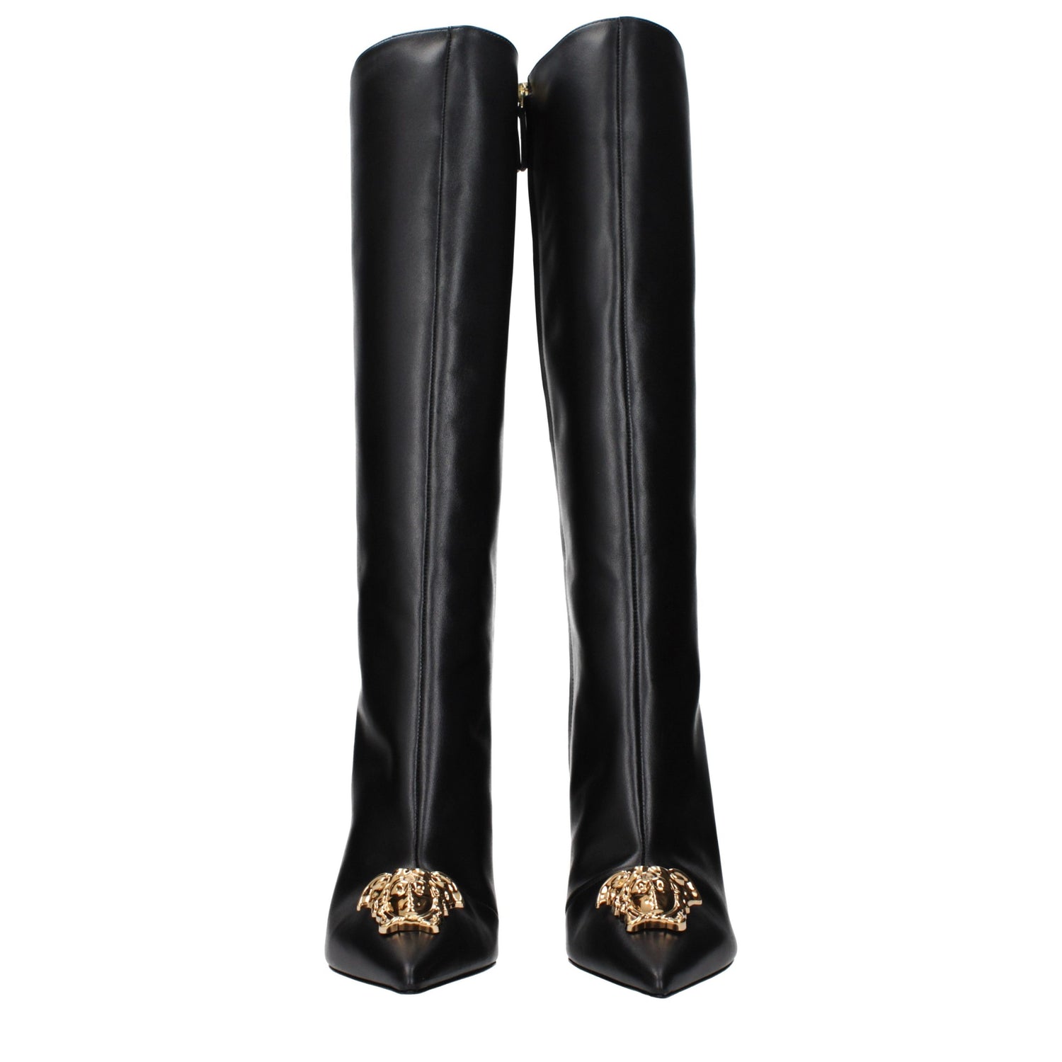 Black Leather High Heel Boots