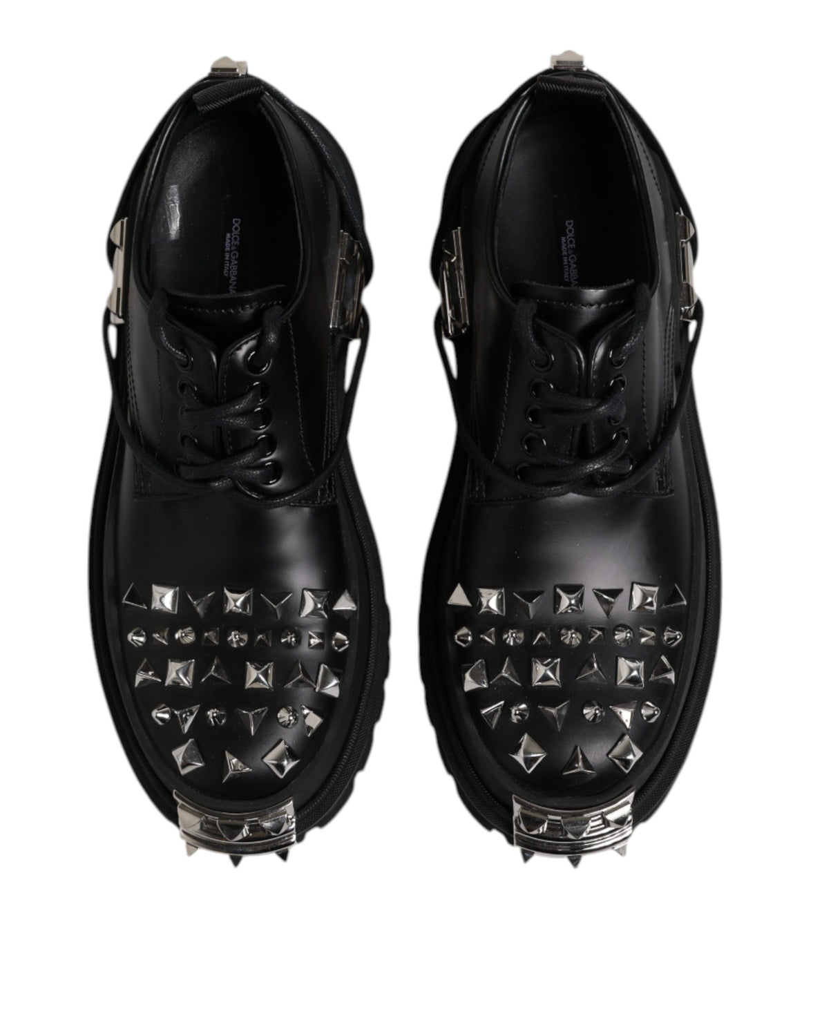Black Studded Leather Hi-Trekking Derby Men Shoes