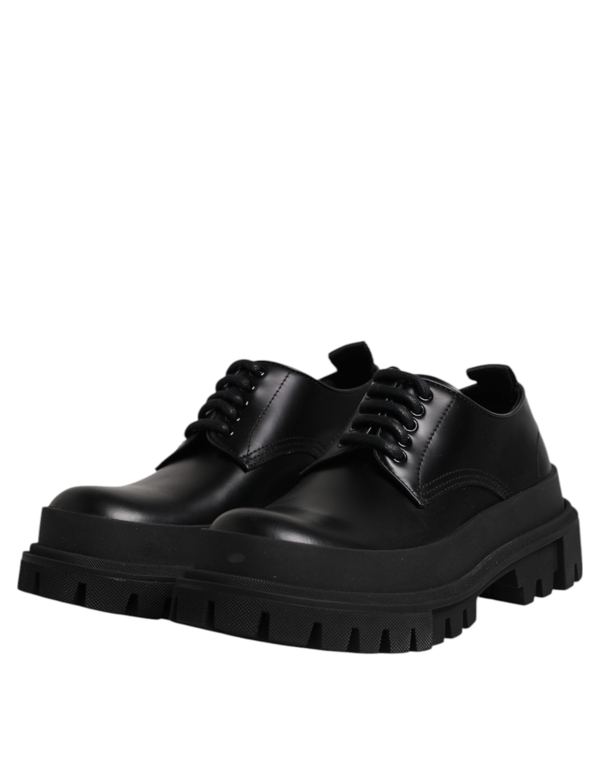 Black Leather Hi-Trekking Derby Shoes