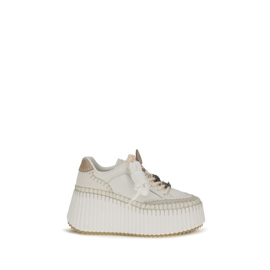 White Calf Leather Bos Taurus Platform Sneakers