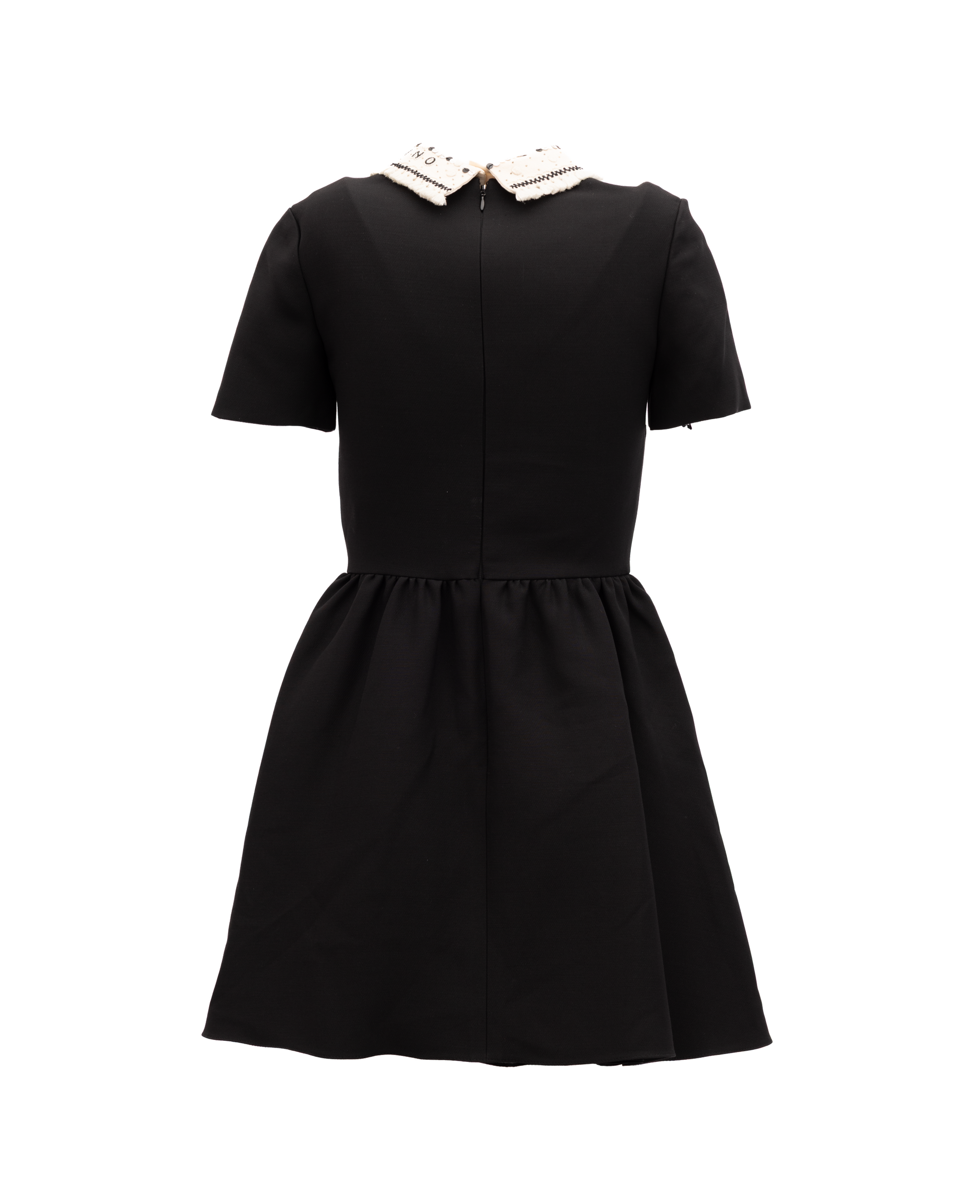 Black Mini Dress with Embellished Collar