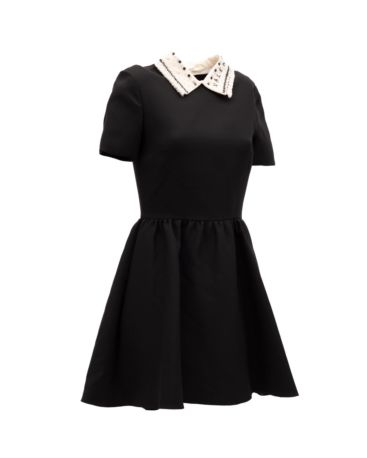 Black Mini Dress with Embellished Collar
