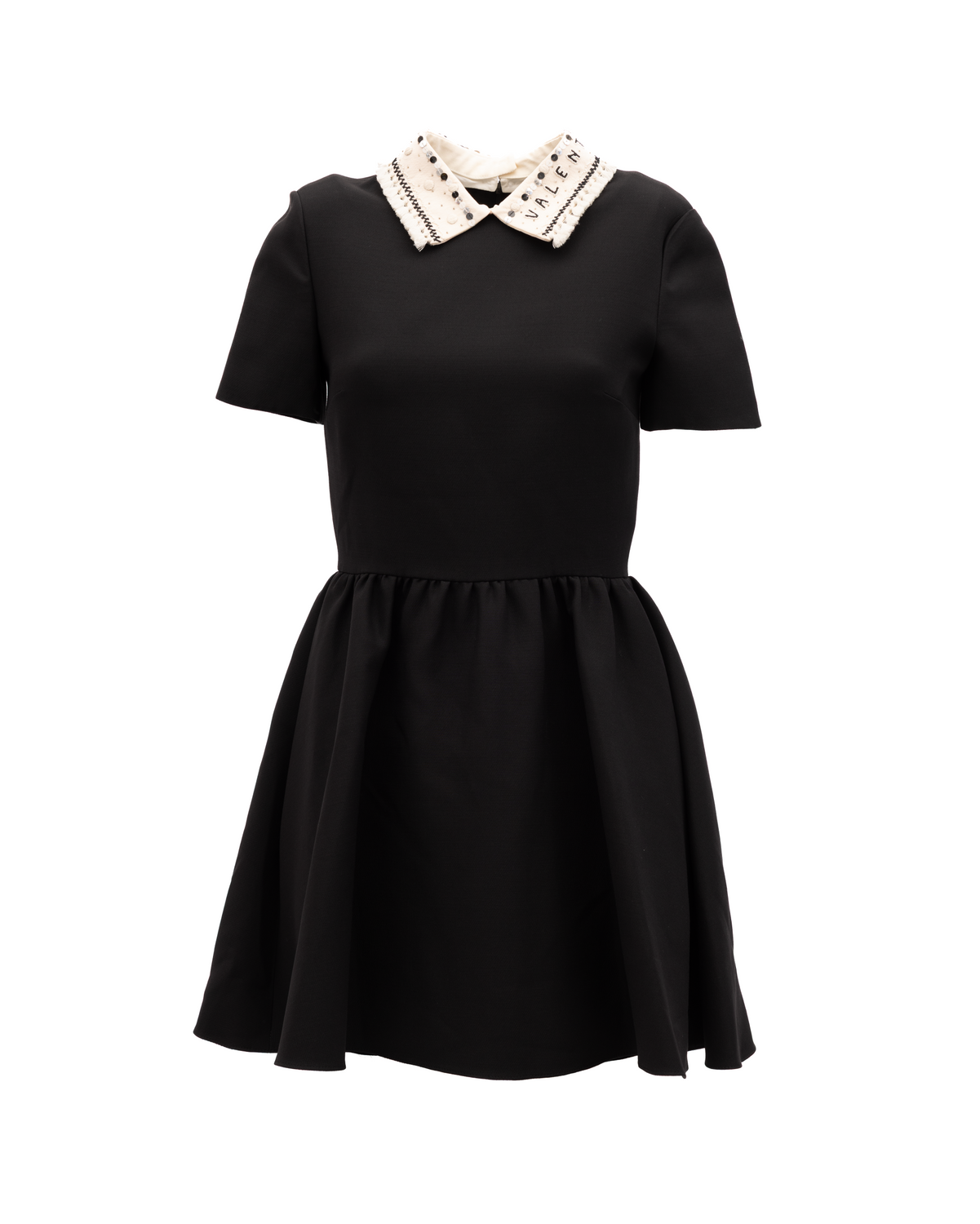 Black Mini Dress with Embellished Collar