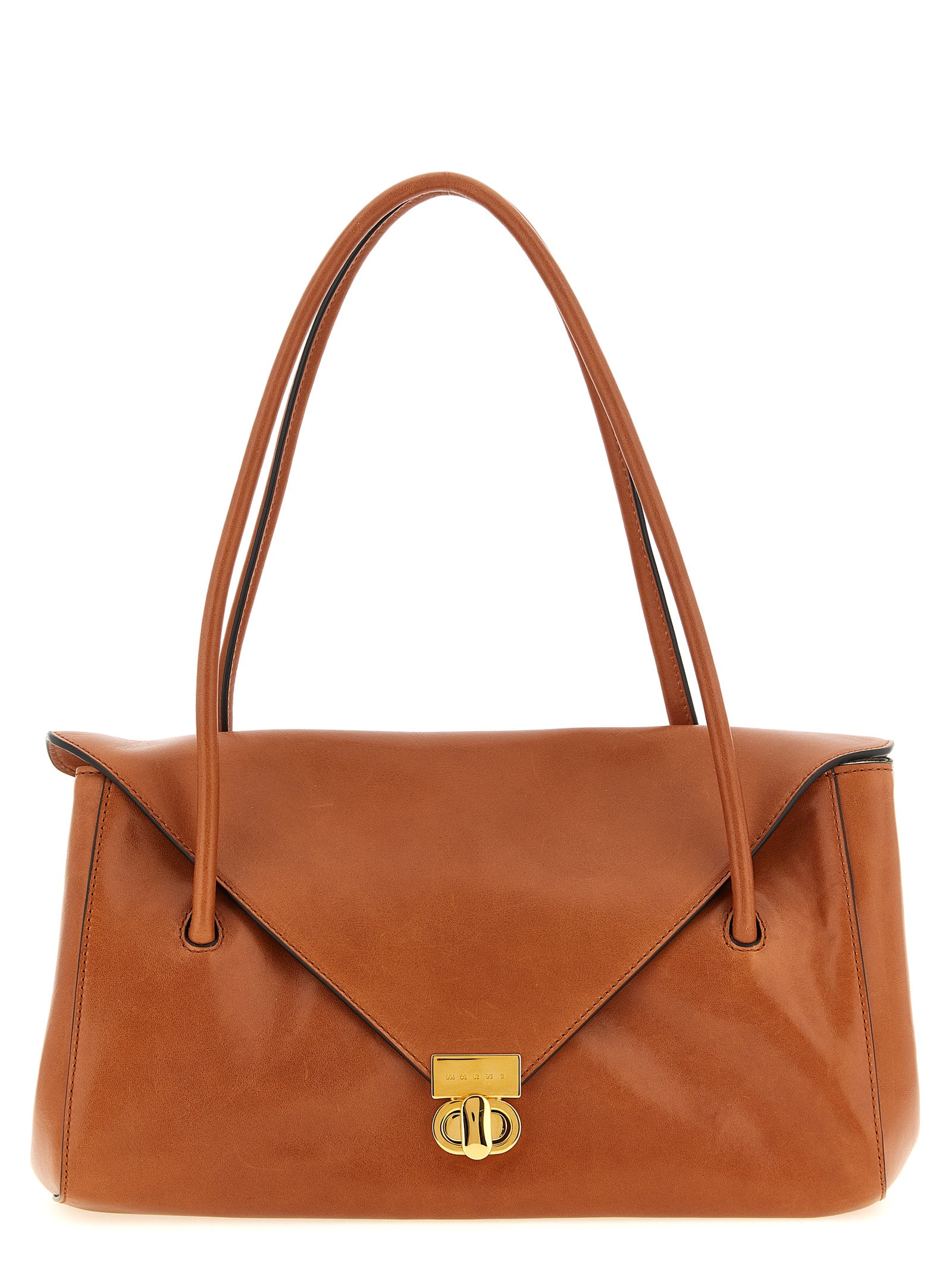 Brown Calfskin Shoulder Bag