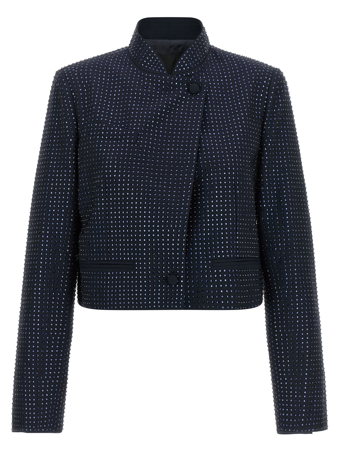 Blue Polyester Full-Length Jacket