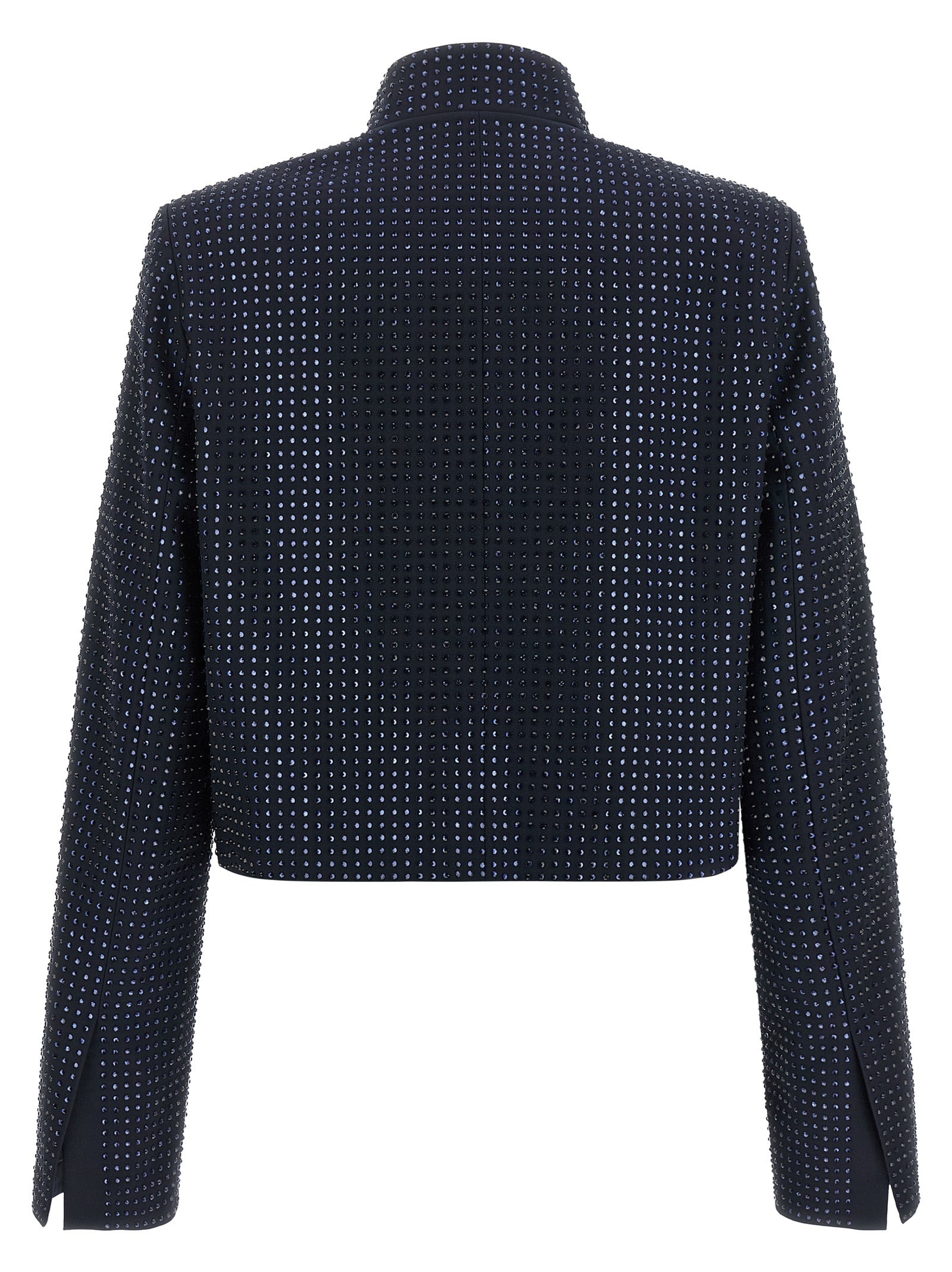 Blue Polyester Full-Length Jacket