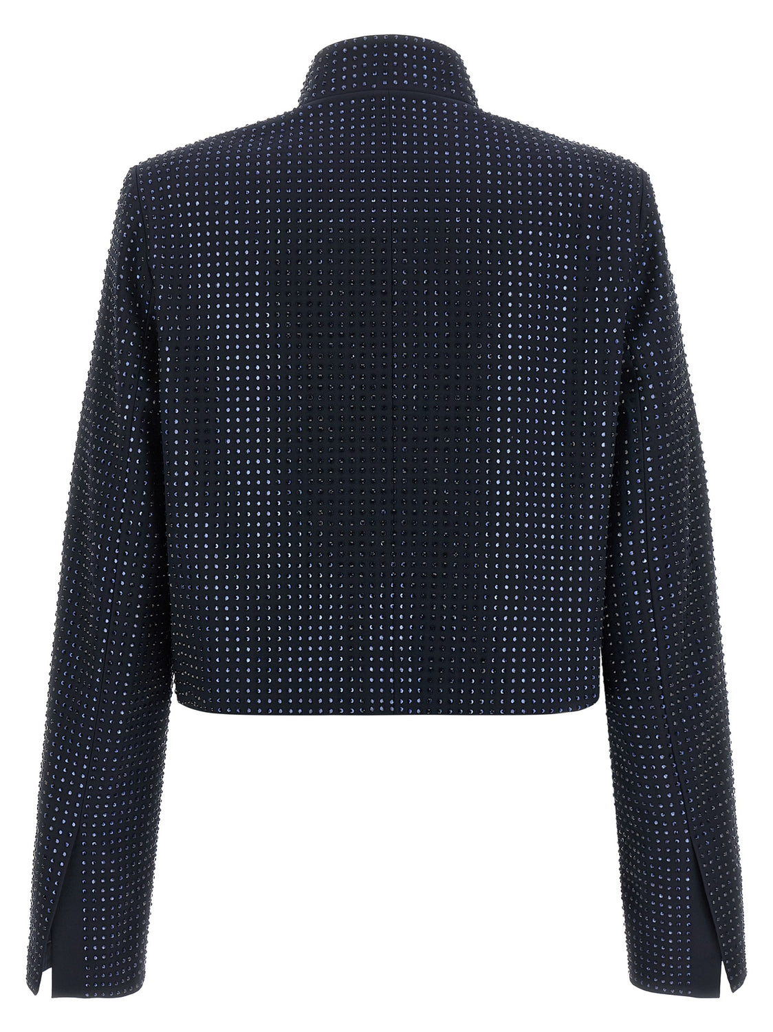 Blue Polyester Full-Length Jacket