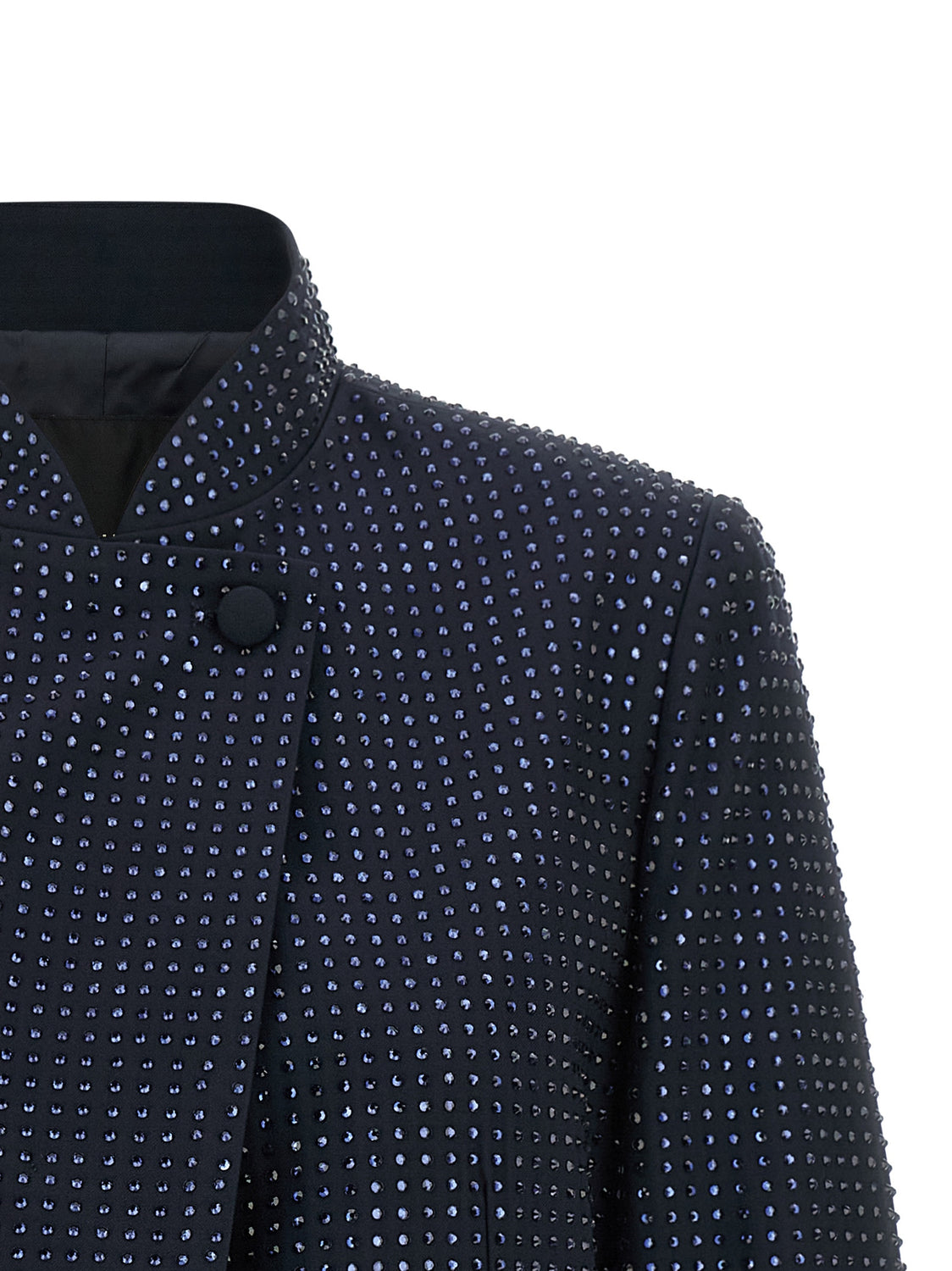 Blue Polyester Full-Length Jacket