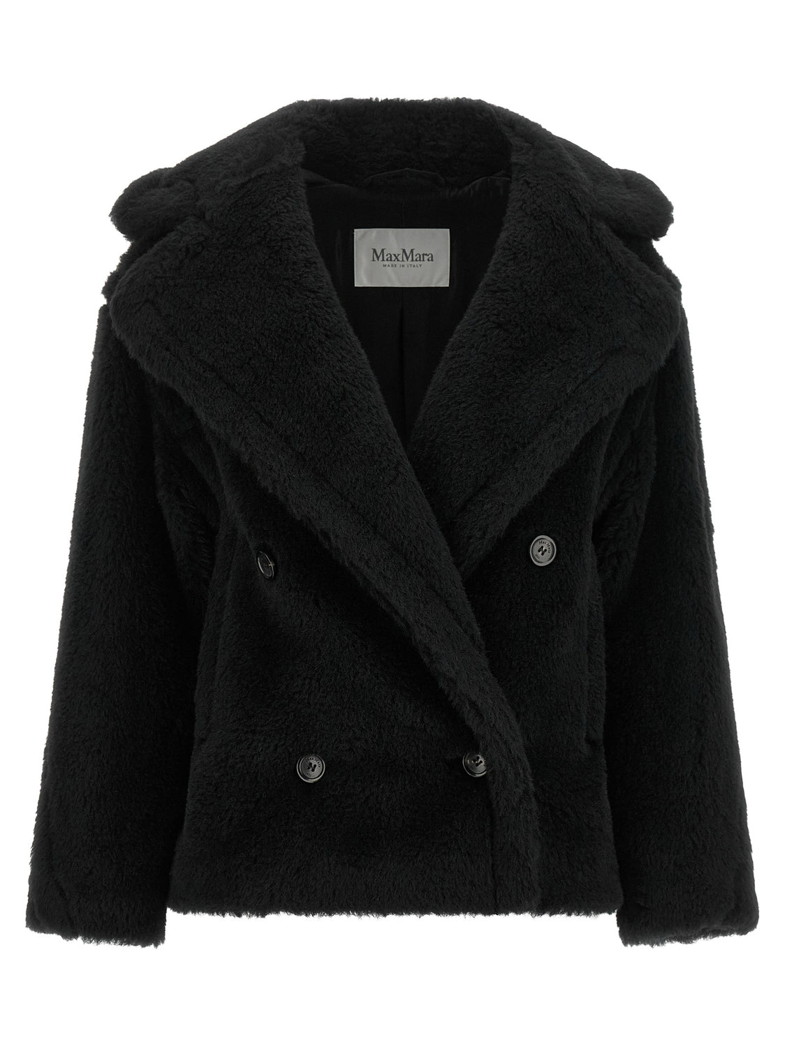 Black Alpaca Leather Coat