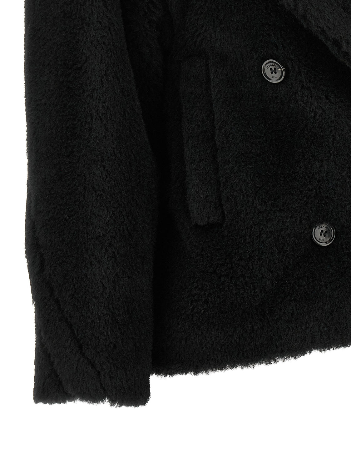 Black Alpaca Leather Coat
