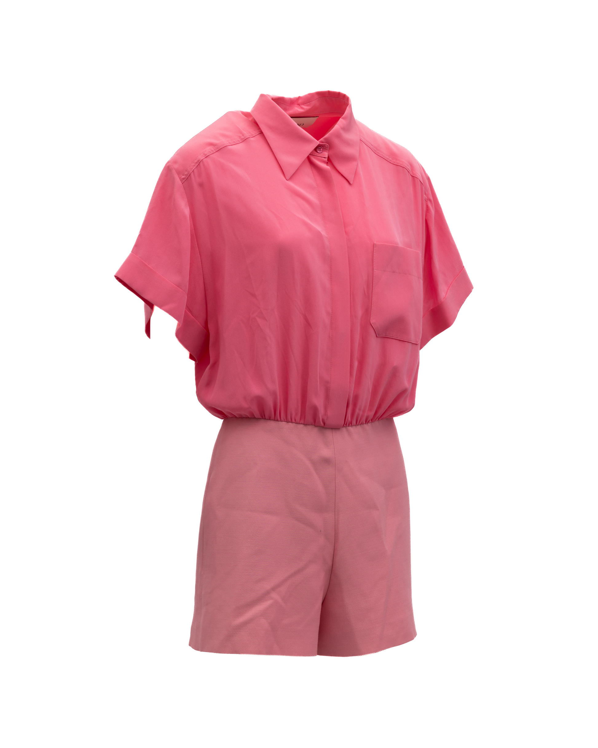 Pink Shirt-Style Romper