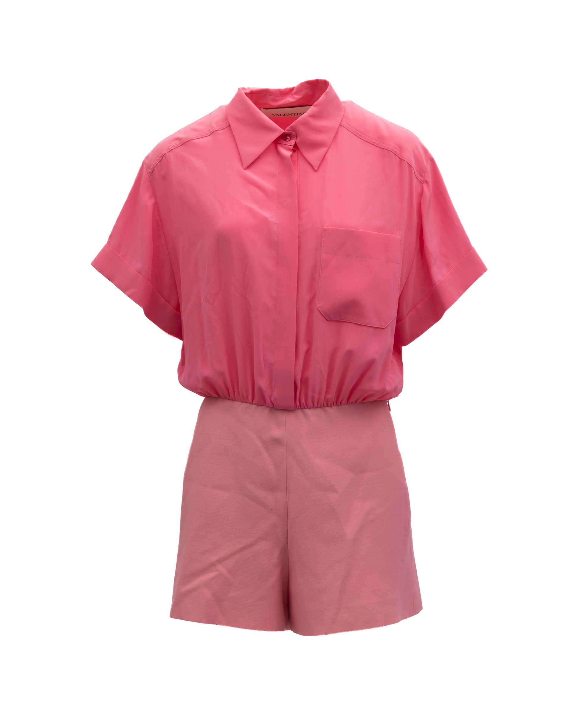 Pink Shirt-Style Romper