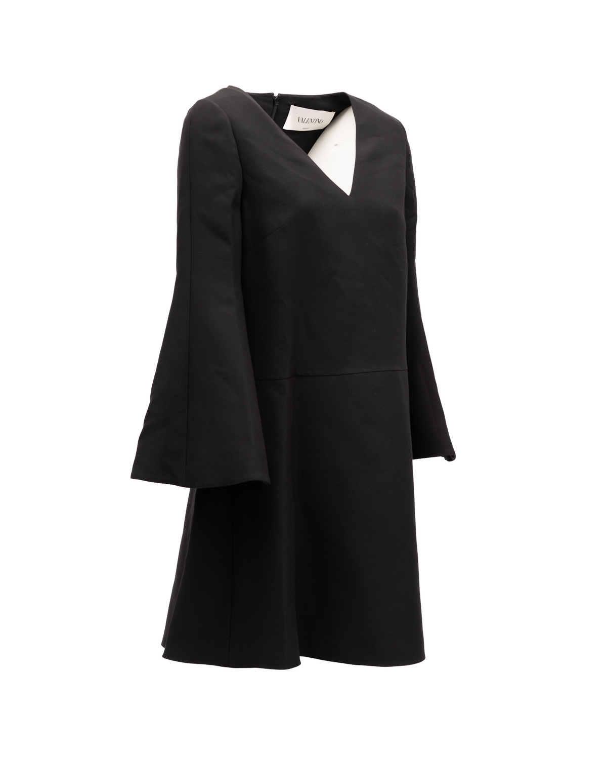 Black V-Neck Dress with Flared Sleeves