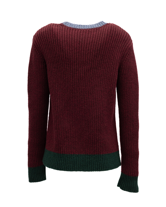 Burgundy Ribbed Knit Sweater