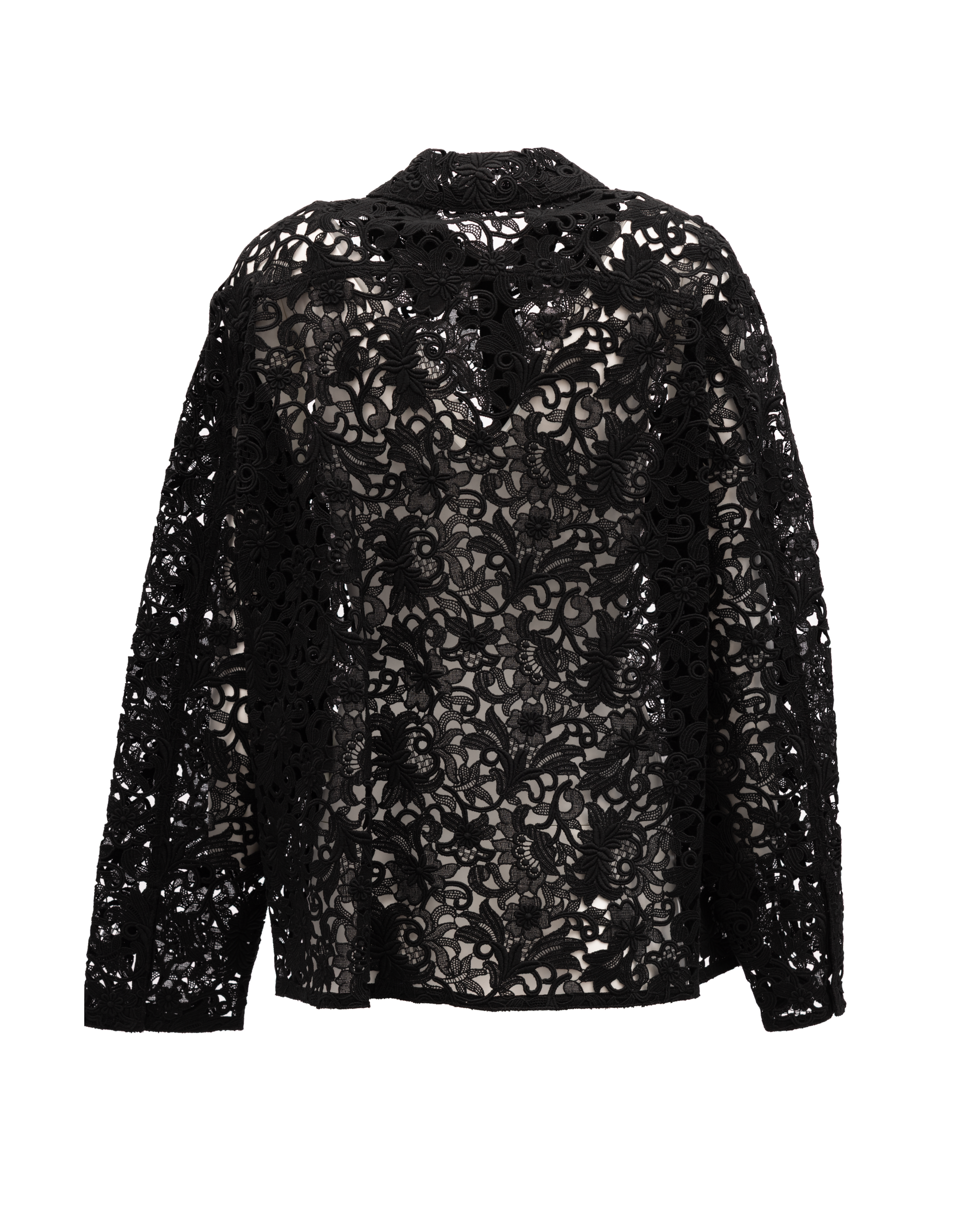 Black Floral Lace Shirt
