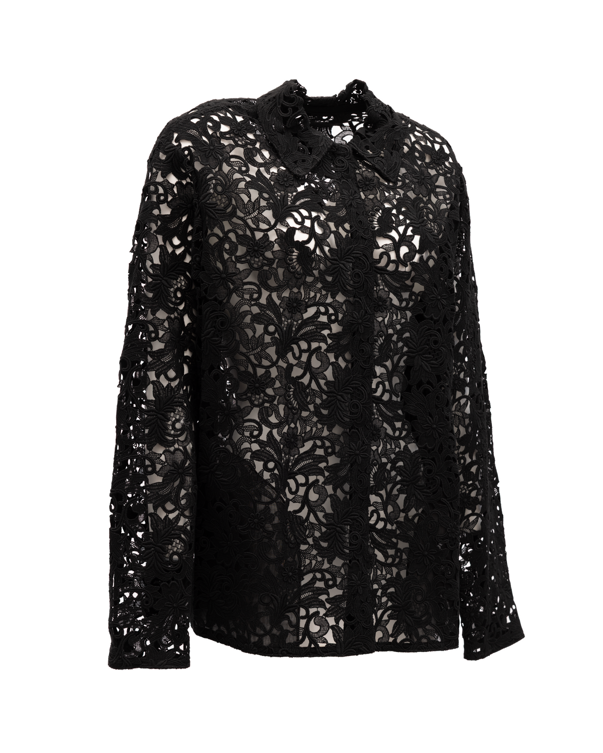 Black Floral Lace Shirt