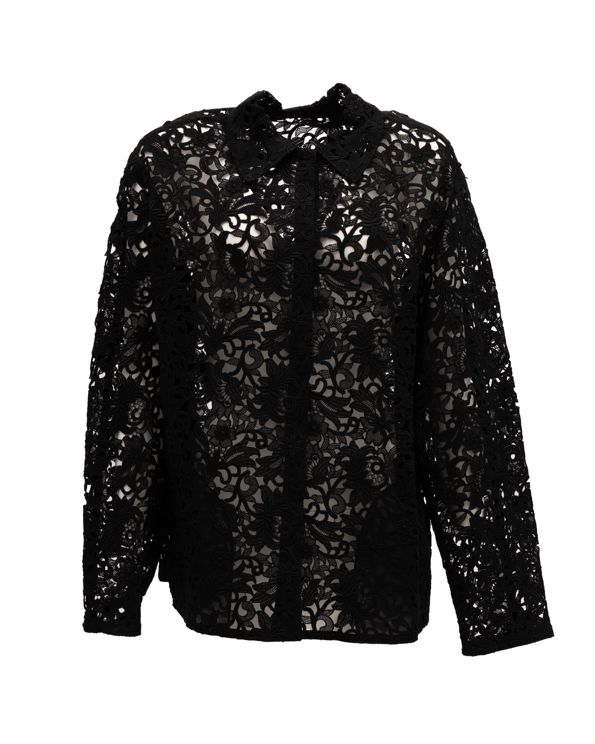 Black Floral Lace Shirt