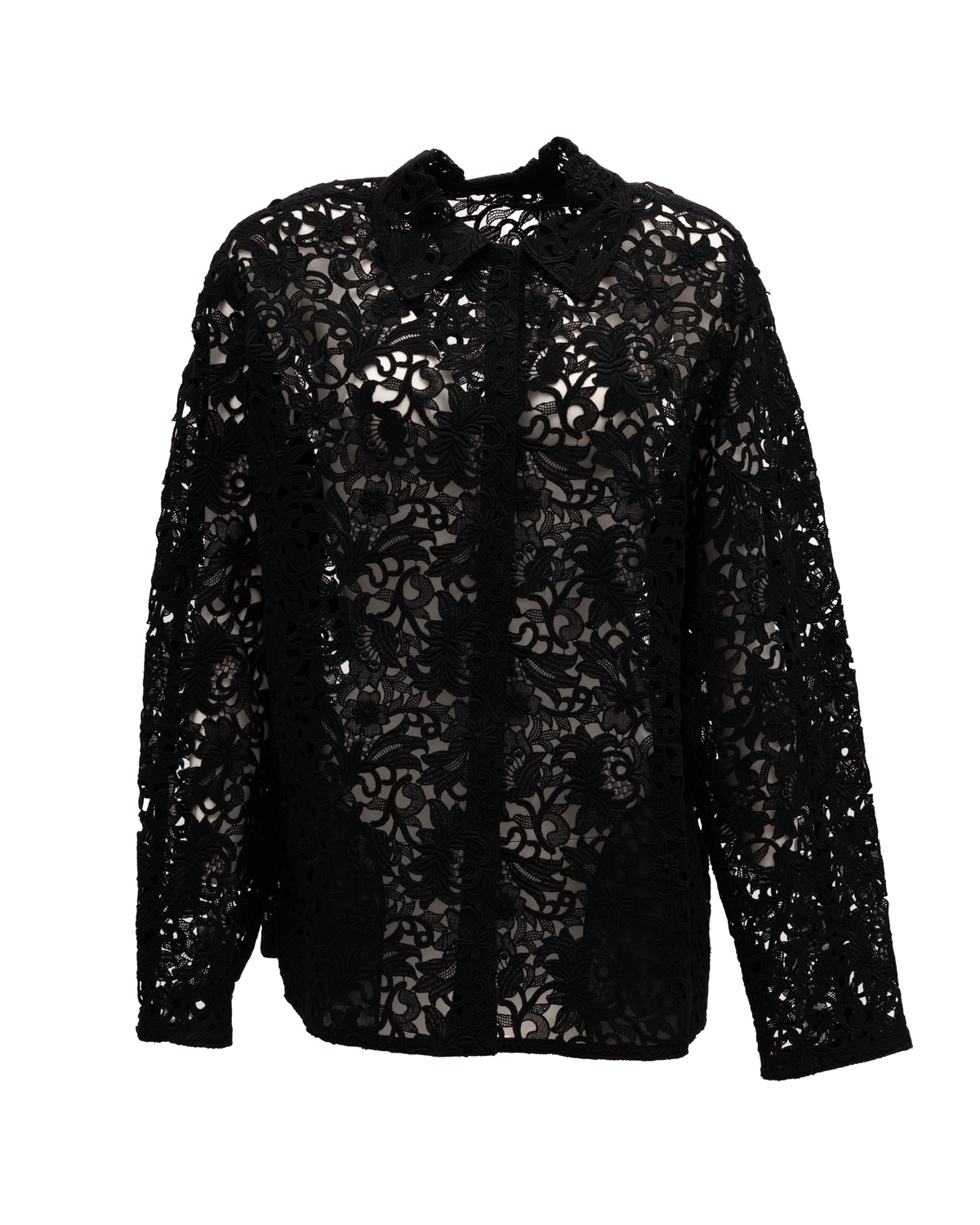 Black Floral Lace Shirt