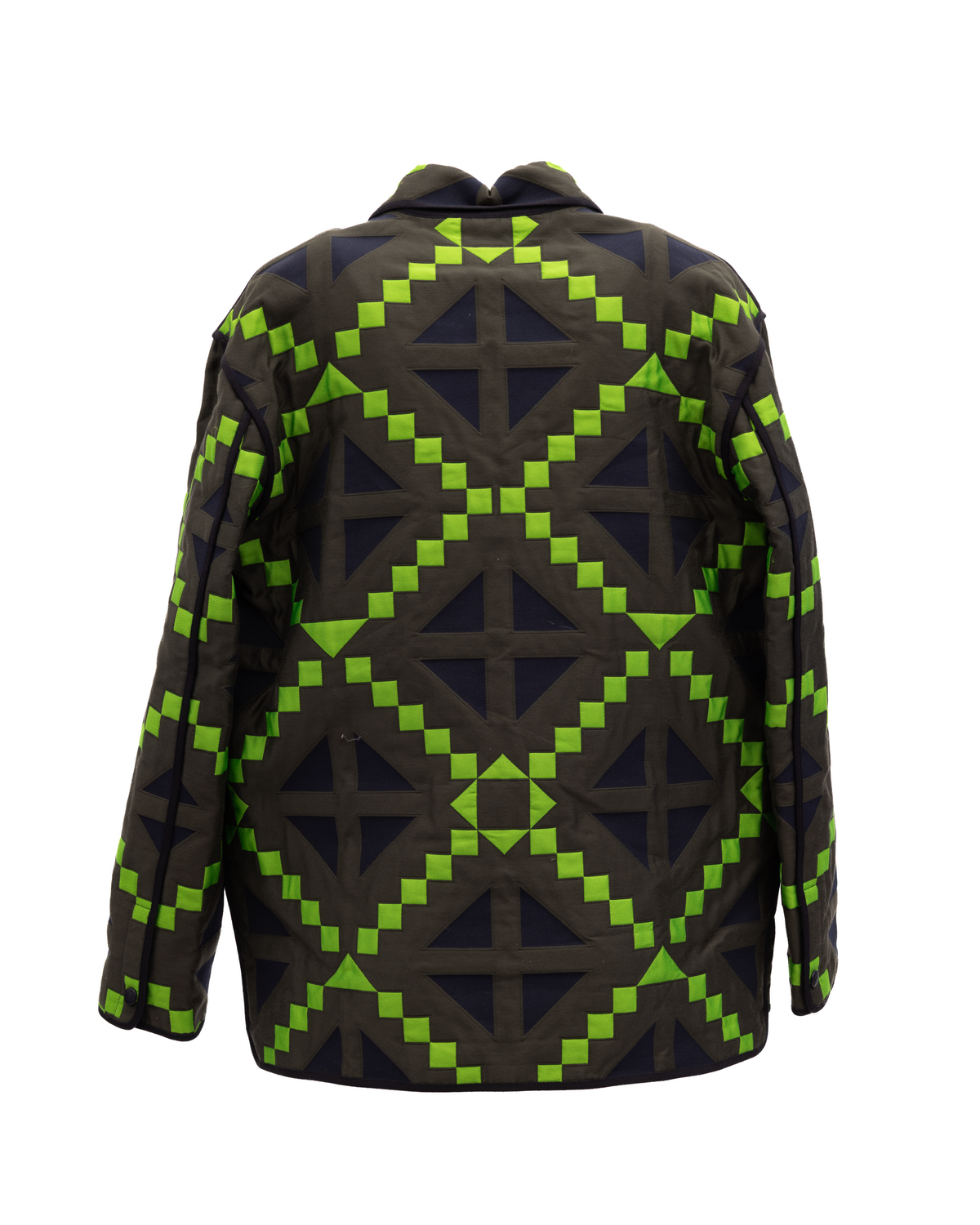 Green Geometric Button-Up Jacket