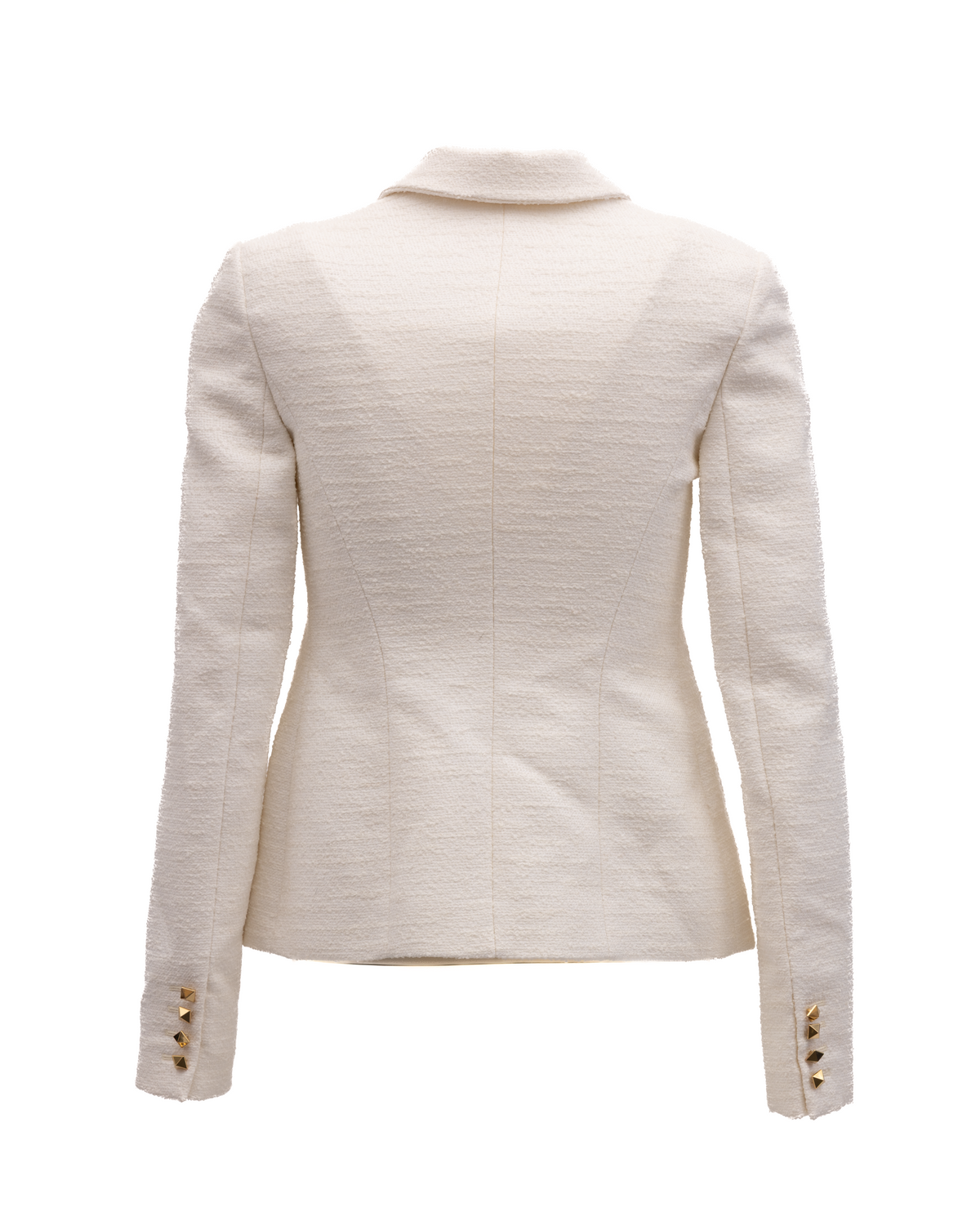 Off-White Tailored Blazer with Gold Stud Buttons