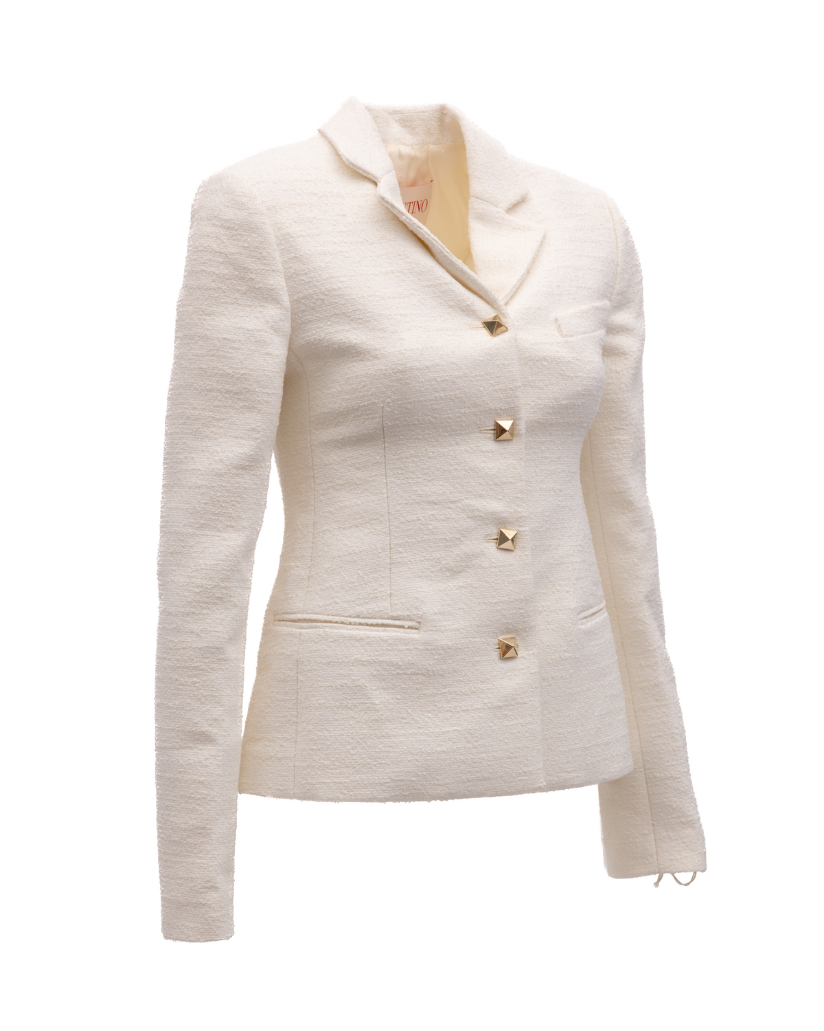 Off-White Tailored Blazer with Gold Stud Buttons