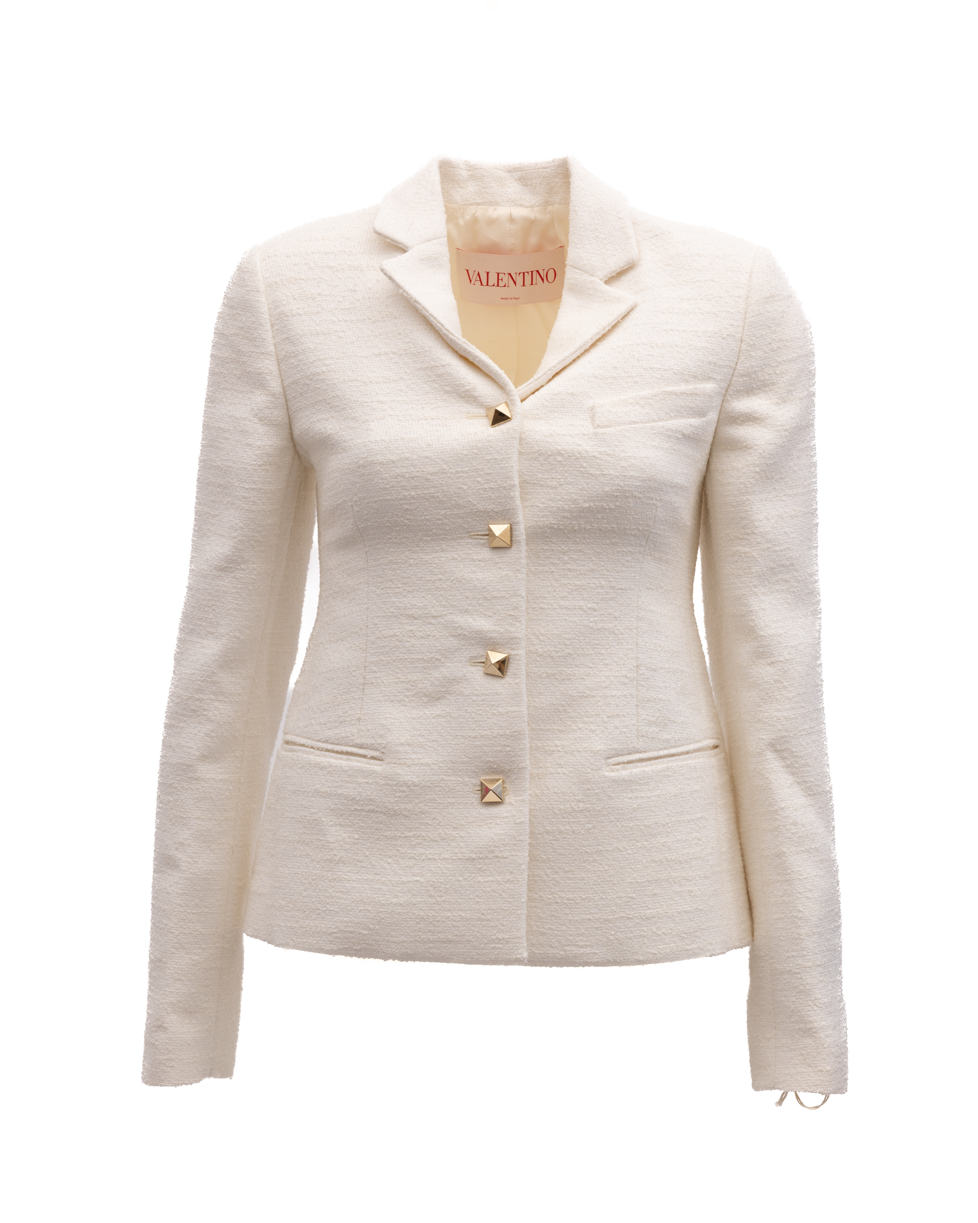 Off-White Tailored Blazer with Gold Stud Buttons