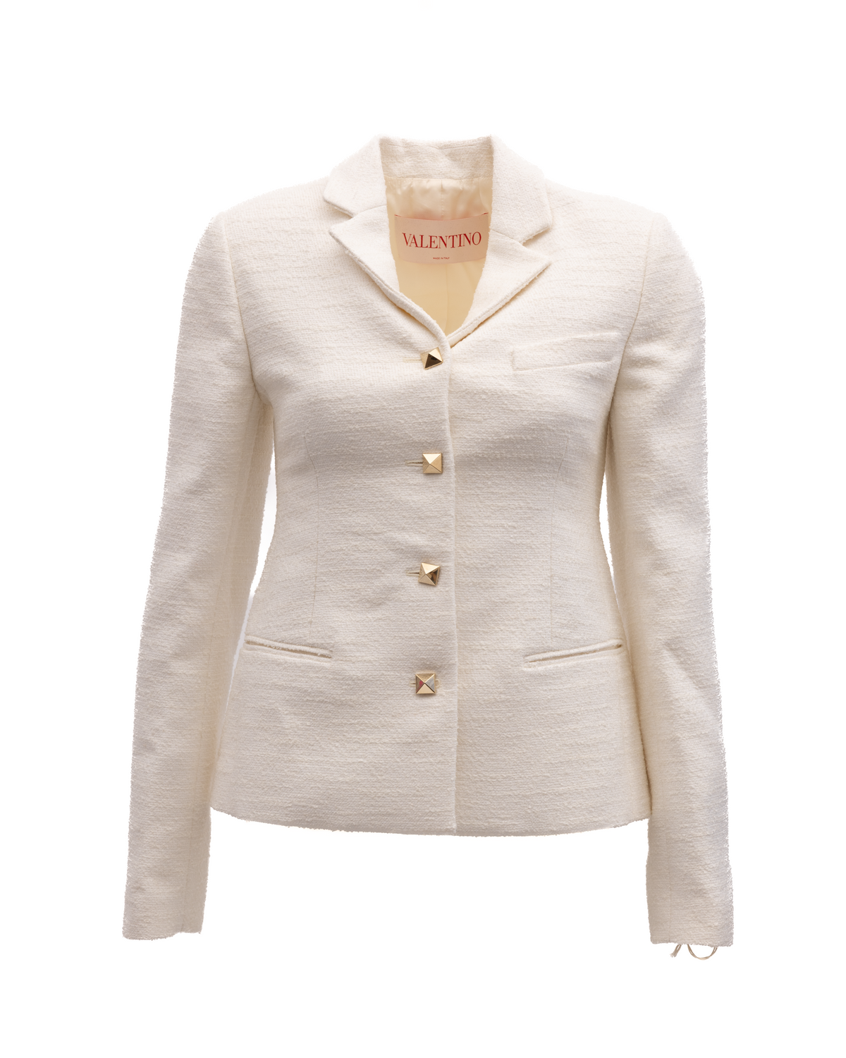 Off-White Tailored Blazer with Gold Stud Buttons