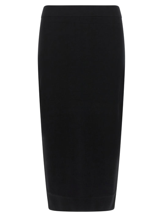 Black Viscose Midi Skirt